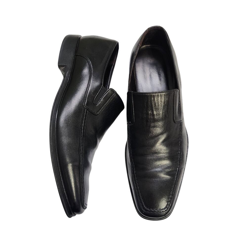 Monte Rosso Mens Lucca Nappa Leather Loafers Size 10.5 Black Leather Italy Dress